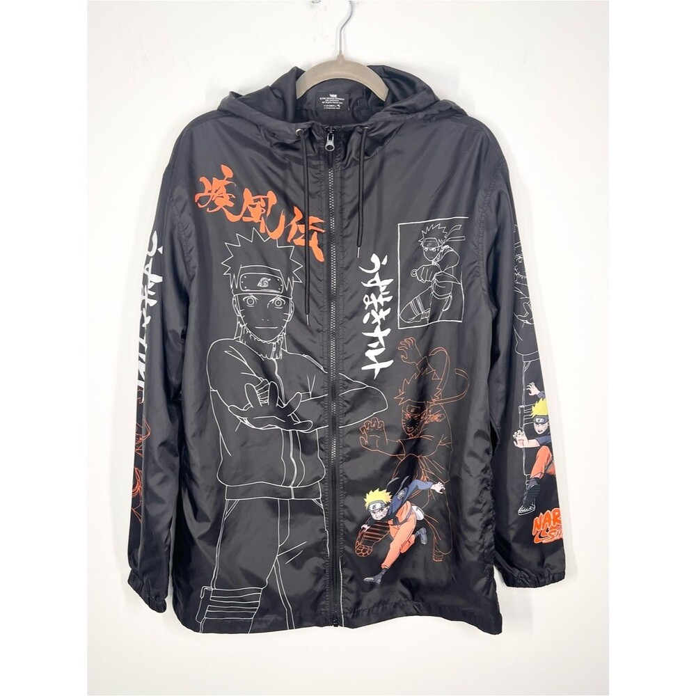 Naruto Shippuden Anime Lightweight Hooded Zip Up Jacket All Over Print Small